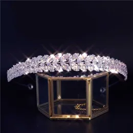 Other Fashion Accessories New Luxury Baroque Rhinestone Bridal Crown Tiaras Zircon Crystal Diadem Tiaras Bride Headbands Wedding Hair Accessories Gif J230525