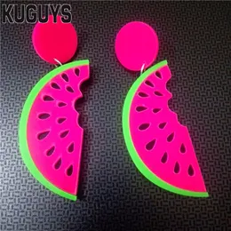 KUGUYS Fashion Women Acrylic Watermelon Drop Earrings Summer Jewelry Lovely Gift Music Festival Party Accessories