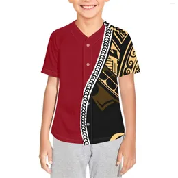 Camicie casual da uomo Tribale polinesiano Totem hawaiano Tatuaggio Hawaii Stampe Maglietta da baseball per bambini T-shirt Trendy Hip Hop Street Manica corta