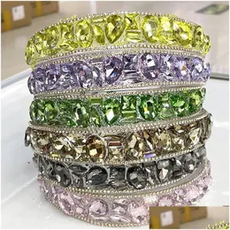 Pannband Kvinnor Girls Colourf Crystal Rhinestone Hairband Wide Side ADT Hårtillbehör Drop Leverans smycken Hårhår Dhada