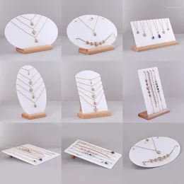 Smyckespåsar trä och akrylörhängehållare Halsband Stand för armband smycken Organiserar smycken Display fodral
