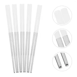 Flatware Sets 5 Pairs Serving Chopsticks Household Korean Chopstick Set Metal Square Cute