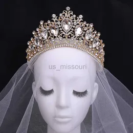 Inne modne akcesoria Bride Wedding Emerdress Bling Rhinestone Tiary i korony dla kobiet przyjęcie urodzinowe barokowe opaski na głowę biżuteria do włosów J230525
