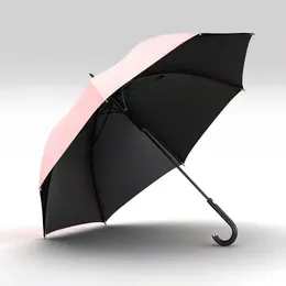 Umbrellas Rain And Shine Dual Purpose Curved Handle Black Rubber Sunscreen Sunshade Long Umbrella Automatic Lady Sun
