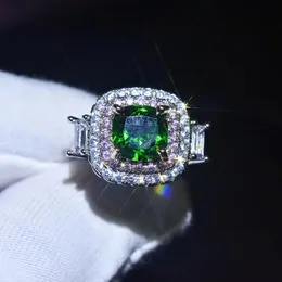 Luksusowe pierścionki dla kobiet naturalny klejnot klejnot kwadratowy pierścień ametyst vintage darem zaręczynowy biżuteria Y2K Akcesoria Anel feminino