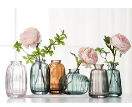 Vazolar mini basit vitray vazo ev dekorasyon süslemesi aromaterapi şişesi hidroponik çiçek aranjmanı cam vazo 230525