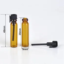 Miglior prezzo Bottiglie di olio essenziale di vetro ambrato da 1 ml con tappo nero 1CC Mini bottiglia di vetro marrone Test campione Bottiglie ricaricabili Classic