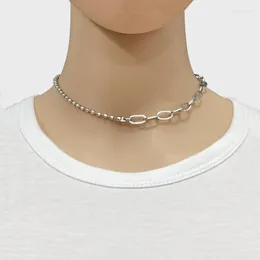 Colares pendentes Hip Hop Homens de aço inoxidável Cadeia de ligação cubana para gargantilha masculina Jóias de jóias de colar presentes de partido sólido 36 5cm