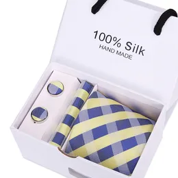 Высококачественный клетчатый галстук шелковый галстук платки запонки для запох