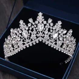 Diğer moda aksesuarları lüks rhinestone gelin tiaras taç barok gümüş kaplama gelin bantları için düğün saç takılar için j230525