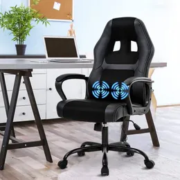 POPTOP Ergonomic Gaming Chair Massage Computer Desk Chair Adjustable PU Leather Office Chair Rolling Swivel Chair High Back Ergonomic Chair