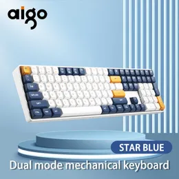 Клавиатуры AIGO A108 Gaming Teclado Mecnico 2.4G SEM FIO USB TIMPO-C COM FIO прерыватель Azul 110 Chave Quente Troca Recargel Gamer TEC G230525
