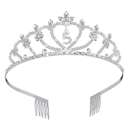 Bandanas 5. urodziny Crown Girl Rhinestone Pearl Hair Ties Princess Children's Jewelry Girls