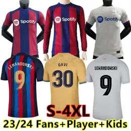 S-4XL قمصان كرة القدم 23 24 LEWANDOWSKI PEDRI GAVI FC ANSU FATI FERRAN RAPHINHA Barcelona DEST قميص مشجعين لاعبين رجال أطفال معدات