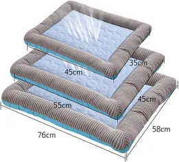 Kattbäddar möbler kylplatta säng för hundar katter valp kattunge cool mat husdjur filt is silkematerial mjukt för sommar sovande rosa blå andas 230525