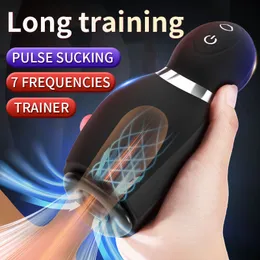 Automatisk sugande manlig onanator cup verklig vaginal ficka avsugning vibrator silikon vakuum elektrisk kopp vuxen sex leksaker för män