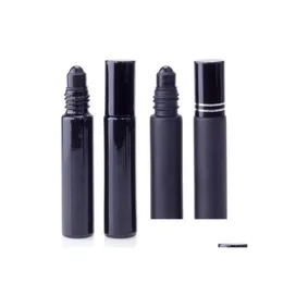 Packing Bottles Essential Oil Per Bottle 10Ml Black Glass Roll On With Obsidian Crystal Roller Thick Wall Rollon Drop Delivery Offic Dhgyr