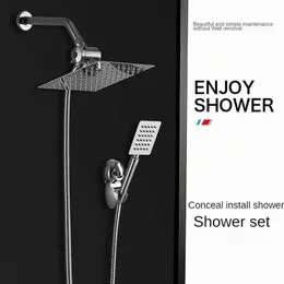 Banyo Duş Setleri 8 inç Paslanmaz Çelik Lüks Duş Sistemi Banyo Aksesuarları Seti Ayarlanabilir Tavan Yüksek Basınçlı Yağmur Duş Seti G230525