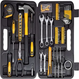 POPTOP 148 Piece Tool Set General Hand Tool Kit with Plastic Toolbox Storage Case, Automotive Set Yellow