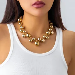 Pendant Necklaces PuRui Exaggerated Mix Big Small Round Balls Imitation Pearl Necklace Choker For Women Cool Trendy Hip Hop Jewelry Collar