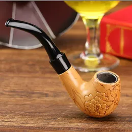 Hookahs Carved wood grain resin pipe, acrylic curved handle wooden pipe, men's pipe