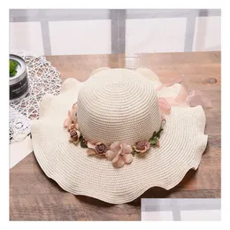 Wide Brim Hats Bucket Ladies Big Wave Flower Sun Hat Gscm054 Beach Outdoor Sunly Caps Drop Delivery Fashion Accessories Scarves Glo Dhf5B