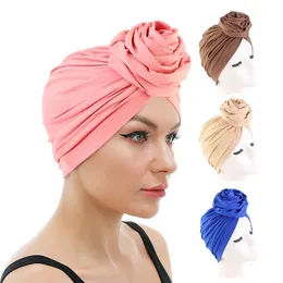New Women Big Flower Turban Hat Muslim Hijab Caps Ladies Chemo Cap African Head Wrap Bonnet Party Headpiece Turbante Mujer