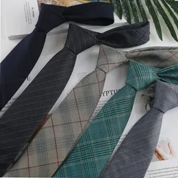 Ties Męski biznes 7,5 cm Profesjonalny student Student Plaid Casual Fashion Bawełniane pasiaste akcesoria