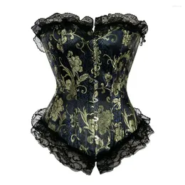 bustiers corsets النساء الدانتيل حتى خمر الأزهار جاكار مشد مشد بتمحى الملابس الداخلية أعلى الخصر مدرب الجسم المشكل بالإضافة إلى الحجم corselet القوطية