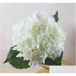 Dekorativa blommor kransar 300st 55 cm konstgjorda hortensia blommhuvud falska siden singel riktig beröring hortensior 15 färger för weddi dh7ve