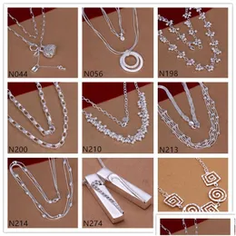 Ketten Burst Models Damen Sterling Silber vergoldete Halsketten GTP52 Modeschmuck Spirale Perle 925 Plattenhalskette 6 Stück viel Mixe DHP3U