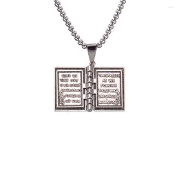 Pendant Necklaces Religion Openable Holy Bible Book Cross Necklace Christian Catholicism Orthodox Jewelry With Stainless Steel Chain