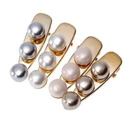 Hårklipp Barrettes Kvinnor Vintage Metal Hairpins Accessories Korea Fashion Imitiation Pearl Gold Color Hairprip For Girls Drop de DH23N