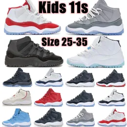 Cherry 11s Jumpman 11 Kids Shoes UNC XI Toddlers 소년 농구 어린이 청소년 중간 운동화 군대 회색 검은 트레이너 Big Kid Boy Sneakers