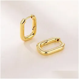 Hoop Huggie Geometric Earring Gold Sier Color Metal Earrings Simple Square Women Girls Party Smycken gåvor Drop Delivery Dhxzm