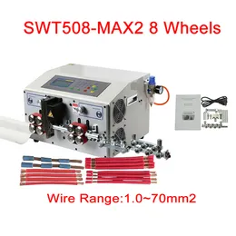 1000W SWT508Max2 8 Tekerlekler Soyma Sıyırma Makinesi Bilgisayar Otomatik Tel Şerit Sıyırma Makinesi 1-70mm2 AWG28