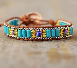 Strand Latest Bohemian Wrap Bracelet Turquoises Chain Weaving Statement Wristband Teengirls Jewelry Gifts For Women
