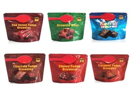 600MG Brownie edlbles packaging borse in mylar velluto rosso gommoso caramello fondente brownies cioccolato pacchetto commestibile buste prova odore po1880102