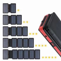 휴대 전화 전력 은행 접이식 태양 광 발전 은행 20000mah 방수 파워 뱅크 LED 손전등 이중 USB 태양 광 패널 충전기 12 11 G230525
