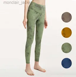 2023 Projektantki Kobiety Leggingi Kobiety Yoga Spodnie Fitness Sport Duble Face Shanded Tiew Dye Nude Fit Fit Cropped Pants Luyoga
