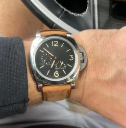 Klasyczny styl Super Quality zegarki dla mężczyzn Automatyczna data 47 mm czarna tarcza Zegarek ze stali rafinowanej Luminous cal.2555 Mechanizm automatyczny skórzany pasek Męskie zegarki na rękę