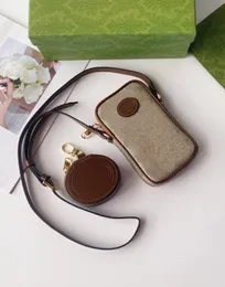 Women Men Designer Crossbody Bags 22ss Phone Bag Two Pieces With Round Leather Headphone Case 700959 Women Fashion Mini Purses