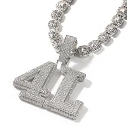 Nome de letras ousadas personalizadas colar de pingente micro pavimentou jóias de hiphop cubic de zirconia em corrente de zircônia