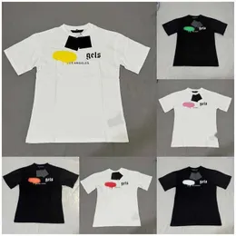 2023 Menswomen의 T 셔츠 T 셔츠 Palms Palmalgel City Designer Alphabet Limited Inkjet Graffiti Letter 인쇄 남성 범선 짧은 슬리트 캐주얼 Tshirt Oneli