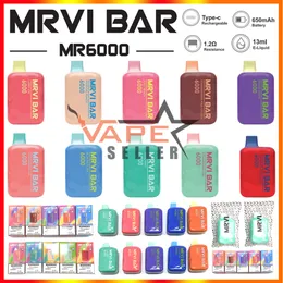Original Mrvi Bar 6000 Puffs Rechargeable Disposable Vape E Cigarette With 650mAh Battery Prefilled 13ml Pod Suitcase Elf Box VS Lost Mary Elfworld Caky