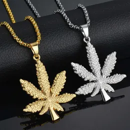 Pendant Necklaces Fashion Cuban Stainless Steel Chain Maple Leaf Hip Hop Necklace Men's Creative Jewelry Party Anniversary Gift G220524