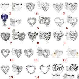 Stud Pandora Yükseltilmiş Kalp Küpe Düğümlü Fan Yakalanan Kalpler Tarzı Küpe 925 Sterling Sier Brincos Takı Damlası Teslimat Dhxbz
