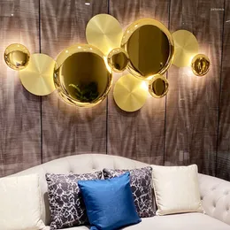 Lampa ścienna artpad miedziany lekki Lotus liść złota klinka diody LED dla nocnego tła w tle salon dekoracja salonu Luster