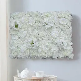 الزهور الزخرفية 40 60 سم أبيض زهرة الاصطناعية جدار الزفاف الخلفية زخرفة الوردة الكوبية الحشيش رود رود الرصاص فو فو حرير