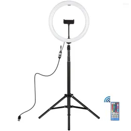 Flash Heads 12 "RGB LED -ring Light Bluetooth Dimble Selfie Lamp med 165 cm stativpografikamera för Tiktok Makeup Video YouTube